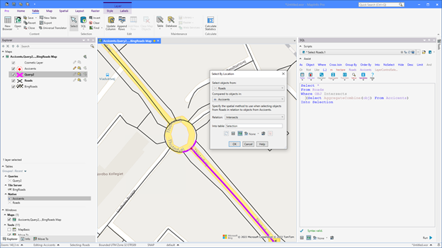 How to extract count of lines, that intersects on particular pre ...