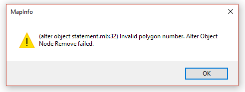 alter failed invalid polygon occurs mapinfo