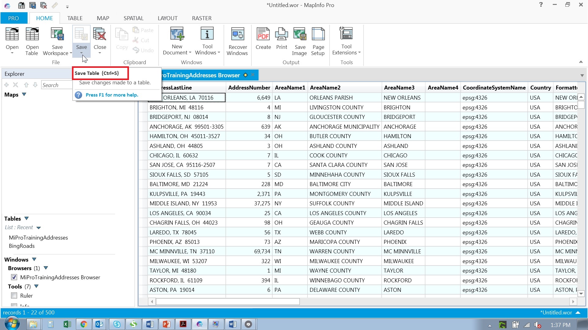 Working with Excel files in MapInfo Pro