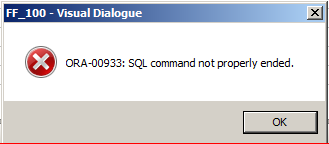 Resolve 'Ora-00933: Sql Command Not Properly Ended' In Portrait Dialogue
