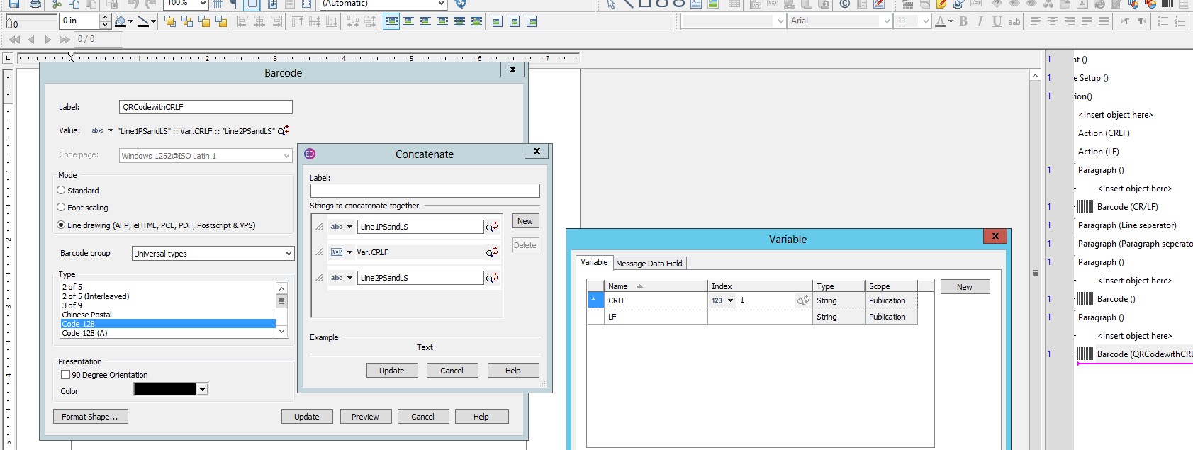 Adding Carriage Return/Line Feed (CR/LF) in QR code/Barcode in ...