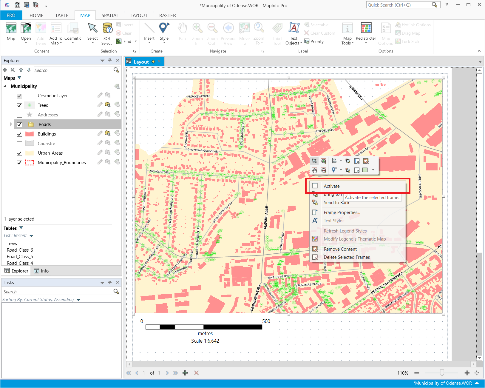 Changing the scale in an embedded map in MapInfo Pro