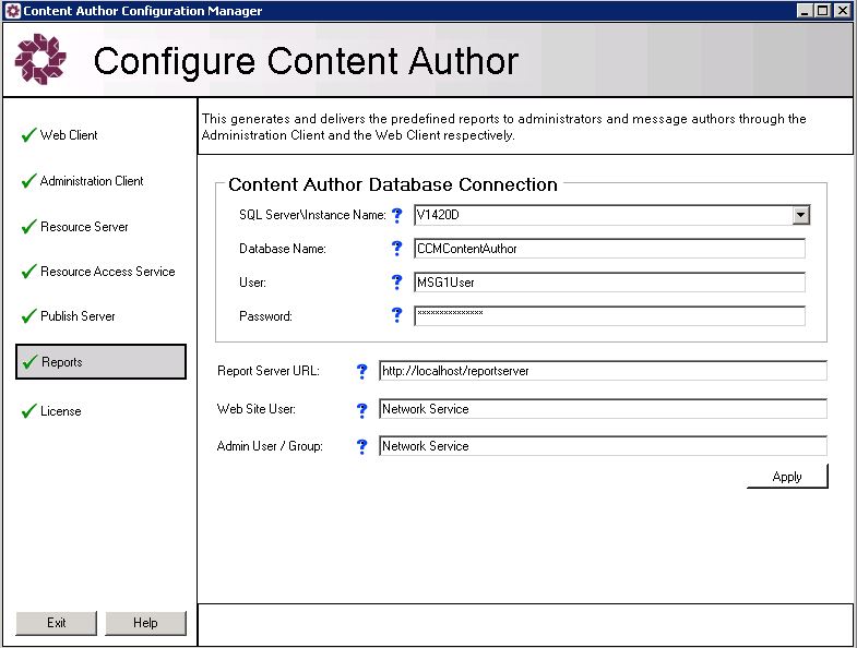 Configure Server with Content Manager