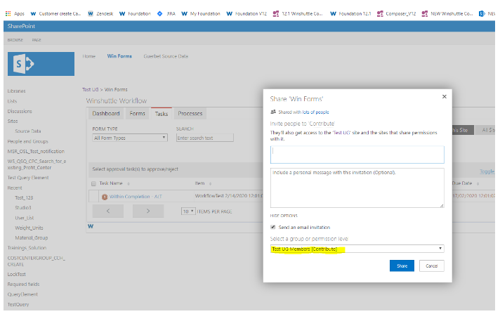 How to add a user to a forms site or the winforms Site in foundation