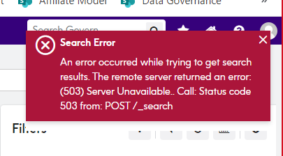 An error occurred while trying to get search results