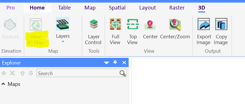 MapInfo Pro 2023 "New 3D Map" command not available.