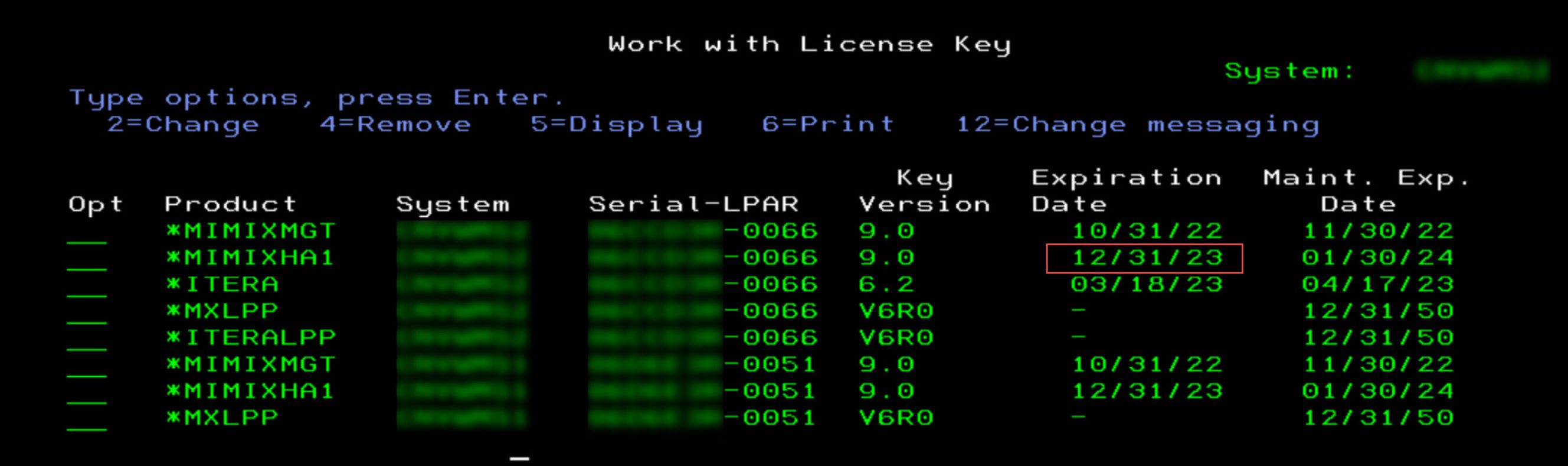 WRKLICKEY - expiration date for one system does not match between ...