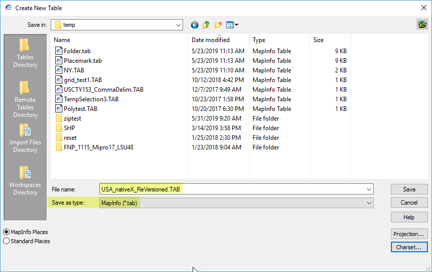 Resolving the issue in MapInfo Pro 15.2.x when saving a NativeX table ...