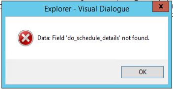 Explorer - Visual Dialogue error Data: Field ' ' not found