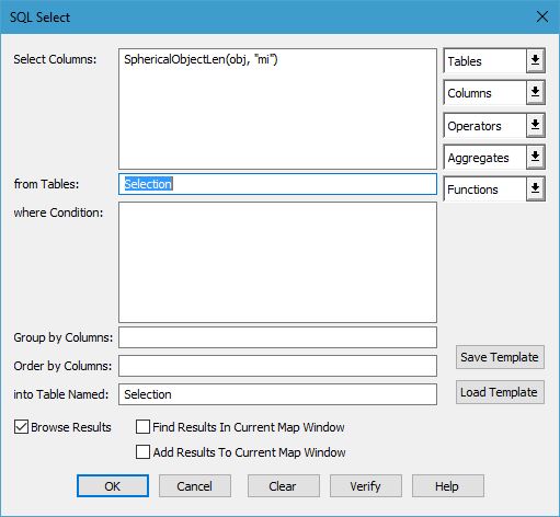 Calculating the total length of multiple line segments in MapInfo Pro