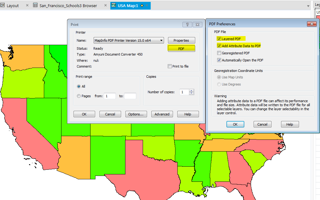 How to view attribute data in exported PDF files - MapInfo Professional?