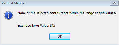 Error None of the selected contours are within the range of the grid ...
