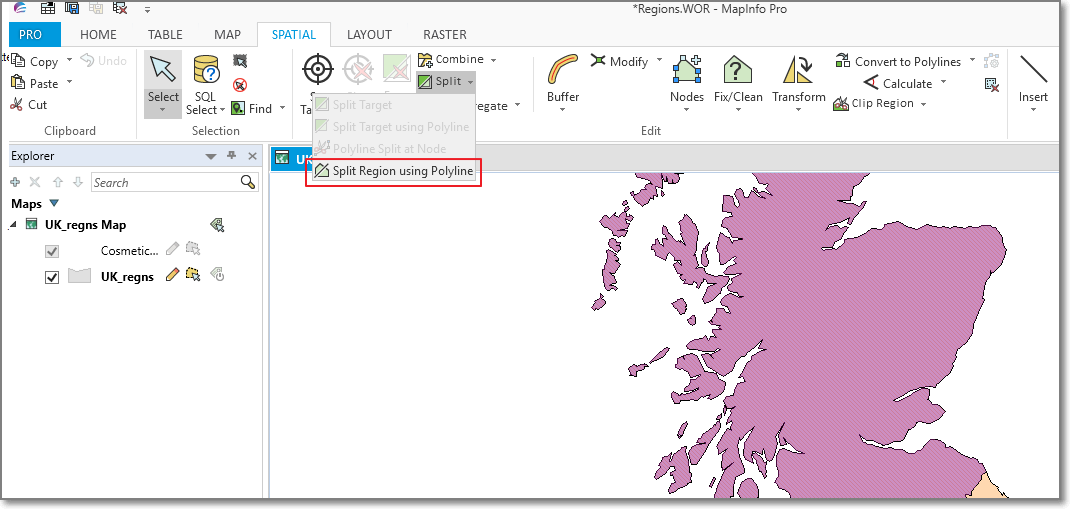 Splitting objects in MapInfo Pro