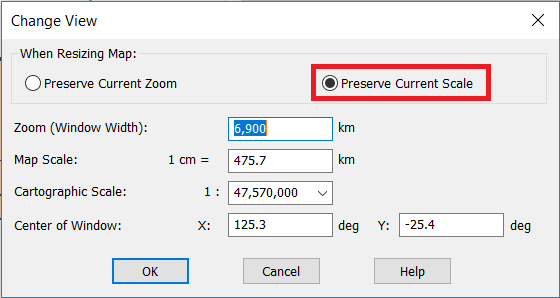Resizing the layout frame while preserving the map scale in MapInfo Pro