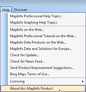Finding the serial number and access code for a MapInfo Pro installation