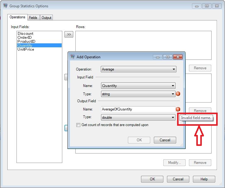 'Invalid field name.' in Group Statistics in Spectrum