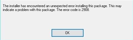 Resolve the error 'The installer has encountered an unexpected error ...