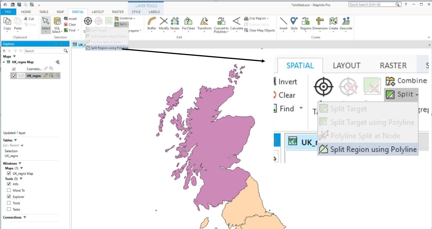 Using Split Regions in MapInfo Pro v17