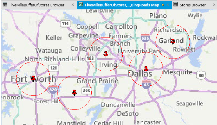 Creating buffers around a table of point objects in MapInfo Pro