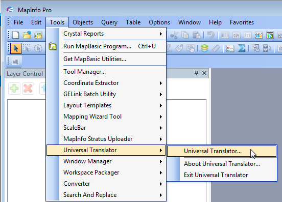 MapInfo Professional and using the Universal Translator to translate ...