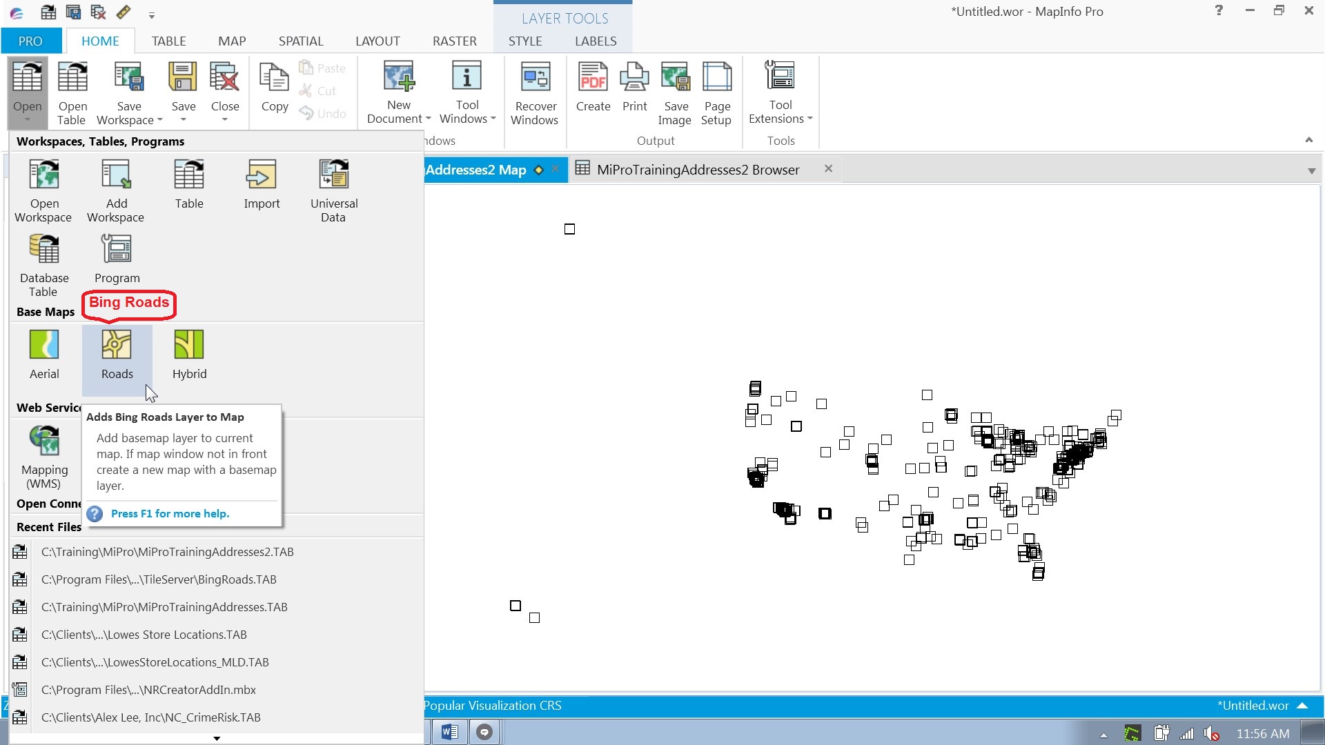 Creating Points and Saving a Workspace