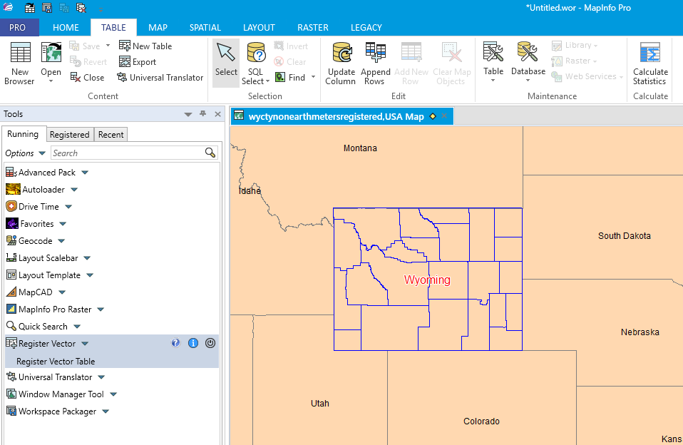 Using the Register Vector Tool to re-project non-earth tables in ...