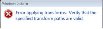 Resolving error "error applying transforms. Verify that the specified ...