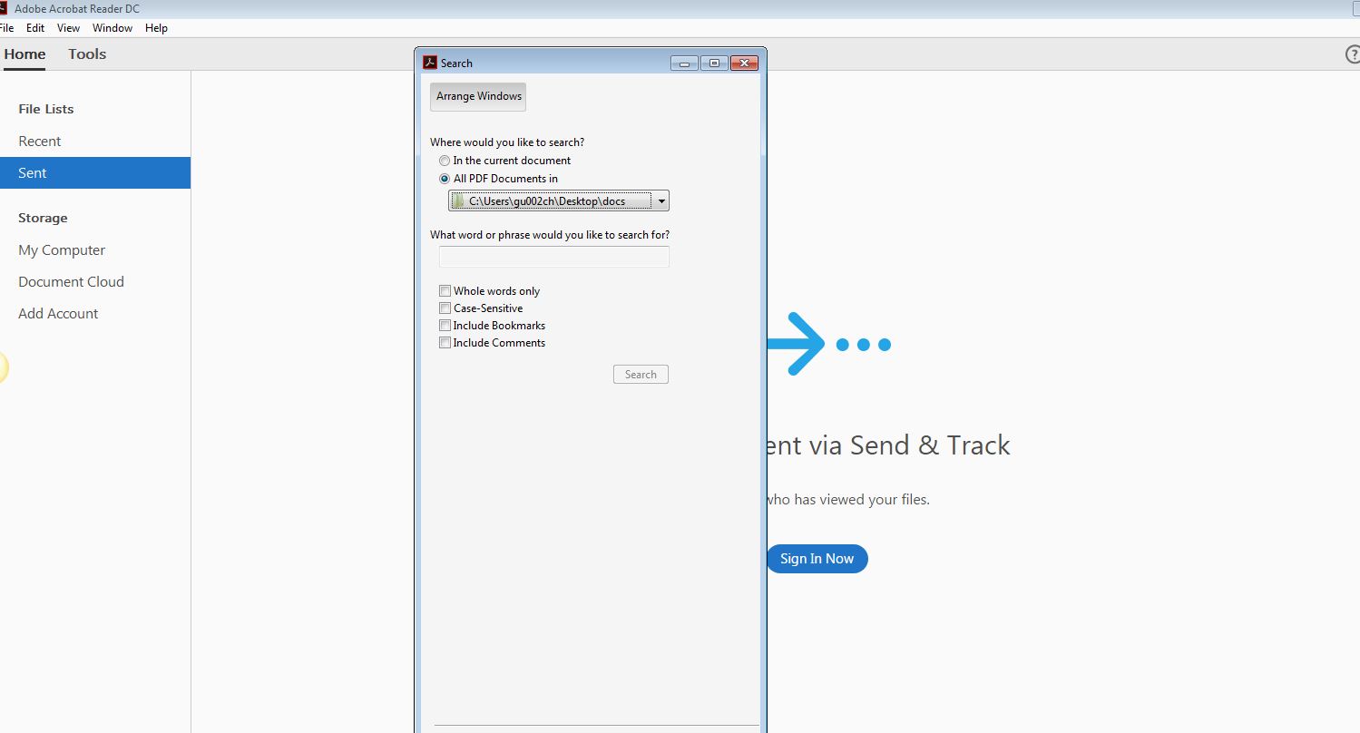 How to search a text in multiple PDF's