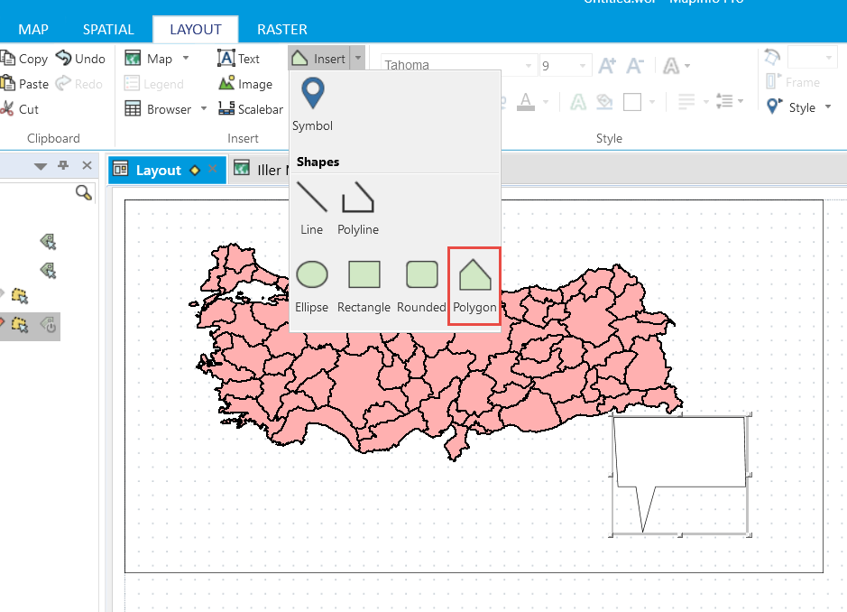 Editing polygon nodes on Layout in MapInfo Pro