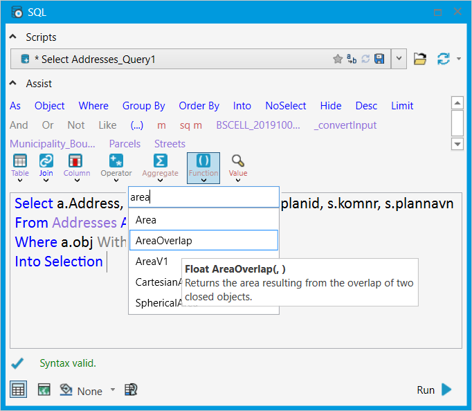 Understanding the new SQL dialog in MapInfo Pro 2019