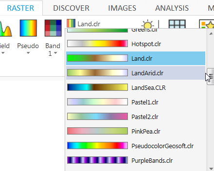How to enable the color table name in Raster