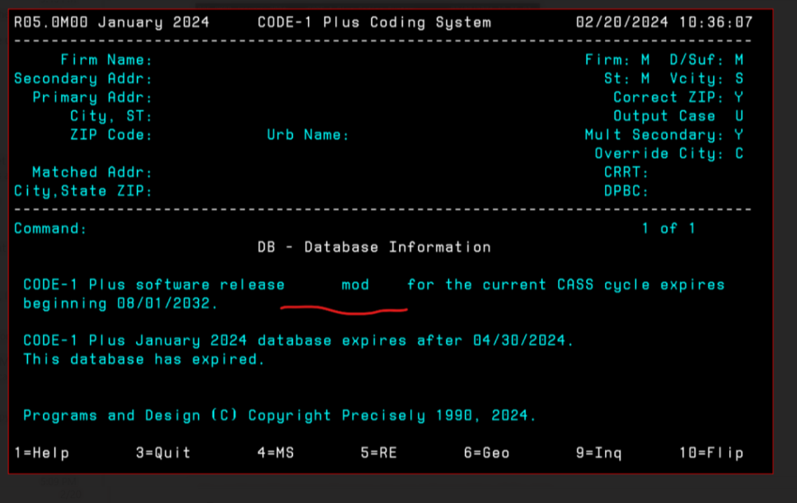 Code1 Plus Error: This Database has expired
