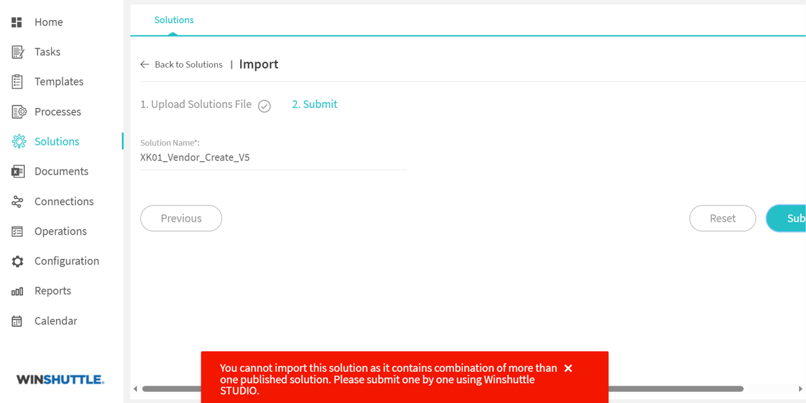 Error: "you cannot import this solution as it contains combination of ...