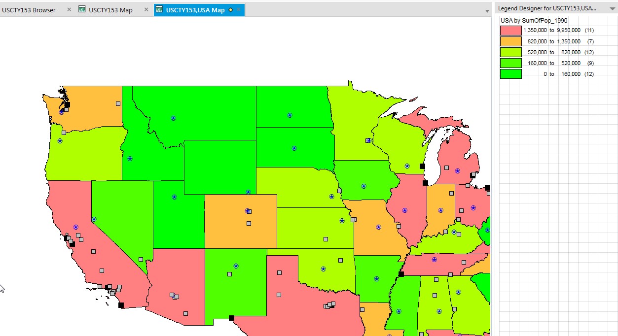 Shading regions based on the sum of Data for points within each region ...