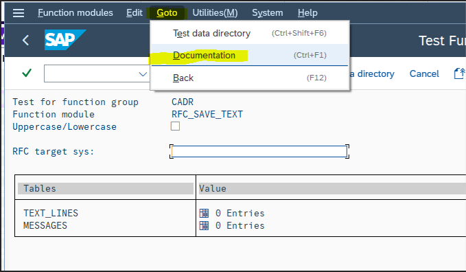 "Show BAPI Documentation from SAP" functionality in Direct module of ...