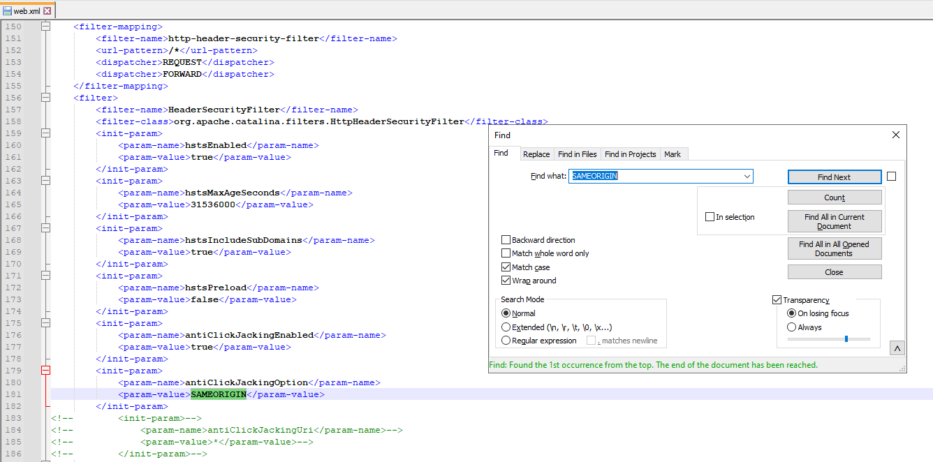 How to change the xframeoptions header from ALLOWFROM to SAMEORIGIN in Spectrum Spatial Analyst