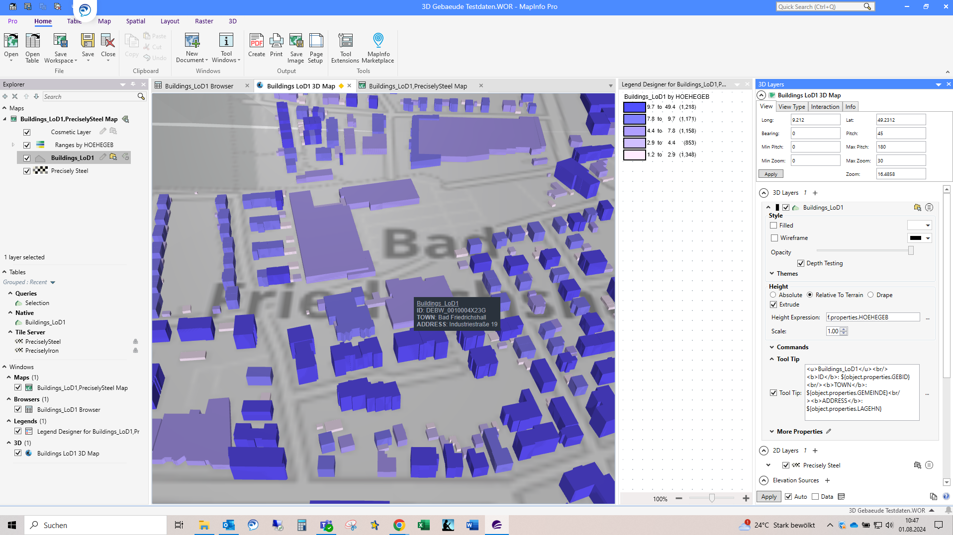 Opening 3D Building vector Data in MapInfo Pro 2023 from ESRI 3D Shape ...