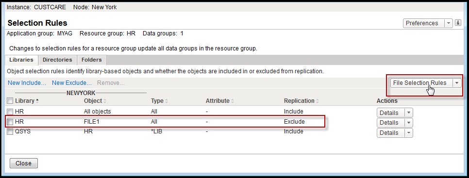 Excluding objects from replication at MIMIX 8.0 and above