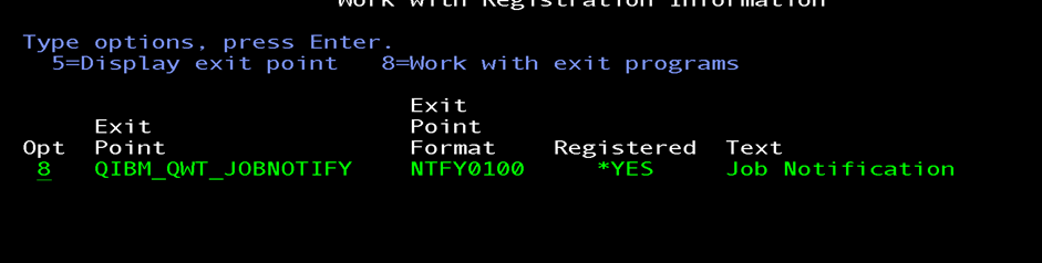 JOB_NOTIFY Order to start the exit point