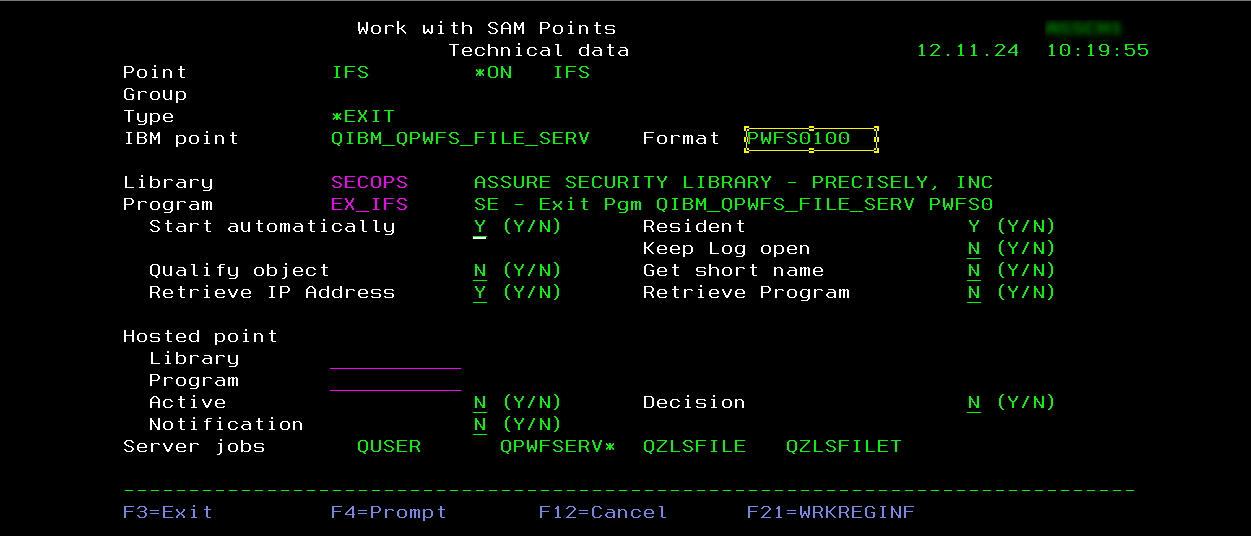 Configuring SAM to use the PWFS0200 format for the IFS exit point