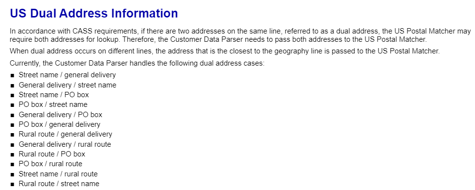 Trillium - US Dual Address Handling