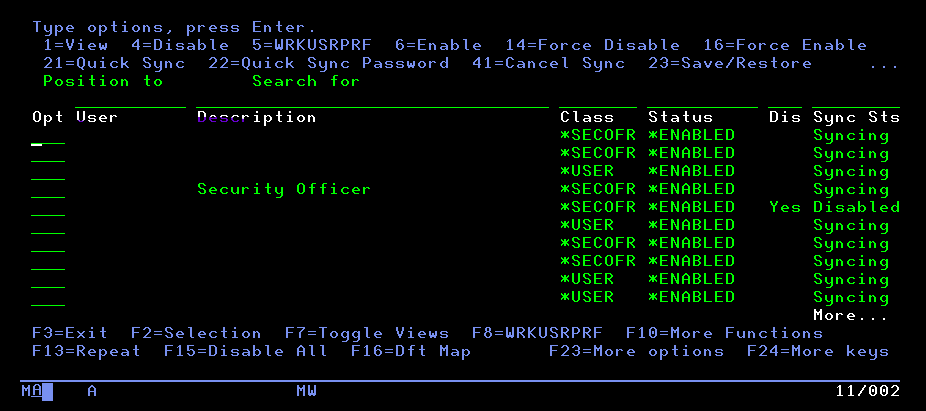 Assure iTERA: *USRPRF showing Sync Sts of Disabled