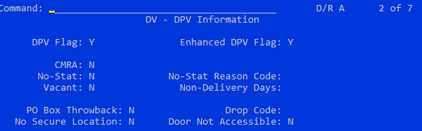 New DPV return code screen with CODE-1 Plus 5.0