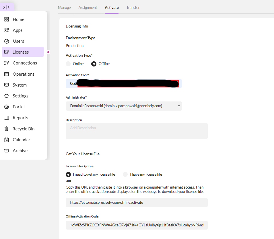 Evolve Offline Activation Procedure in Automate