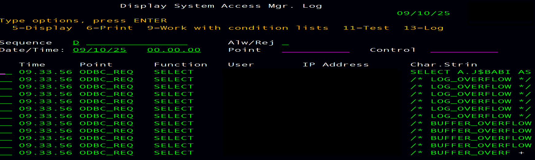 System Access Manager Log is filled with LOG_OVERFLOW and BUFFER ...