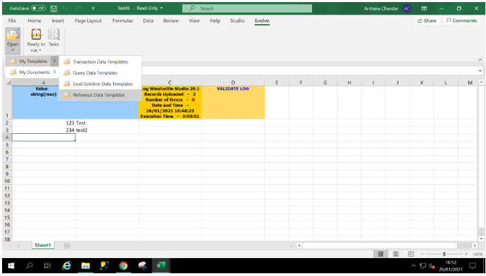 Evolve - How to add data in Reference Data List with Excel Option?