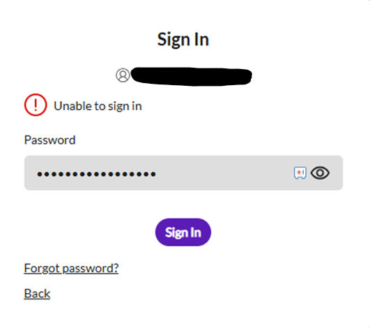 Unable to sign in
