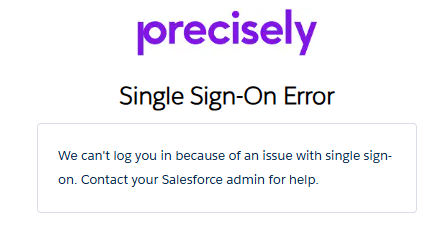 Single Sign On error - Contact Salesforce Admin