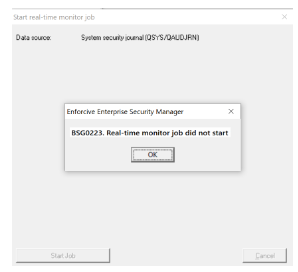 BSG0223 error when attempting to start System Audit Data Provider Real ...