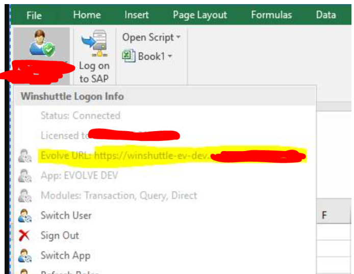 Evolve - How to Switch App or Environments via Excel?